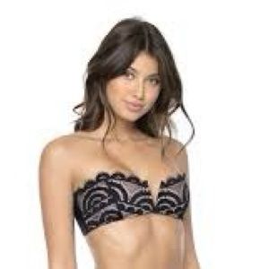 Pily Q Black Lace Bikini- bandeau removable strap!